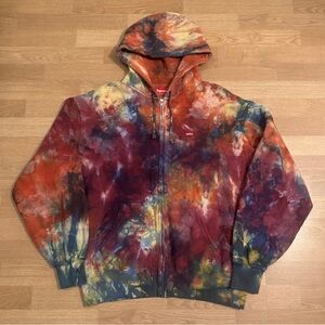 Supreme Overdyed Tie Dyed Small Box Logo Zip Up Hooded Sweatshirt